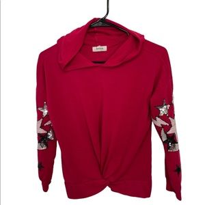 Speechless kids Sz. L Red hoodie with black and white Star sequins